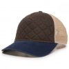 Quilted Cap - Brown/Ivory/Navy - Front Profile Left