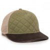 Quilted Cap - Olive/Ivory/Brown - Front Profile Right